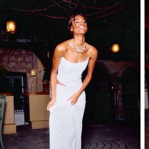 Elegant Strapless White Two piece set